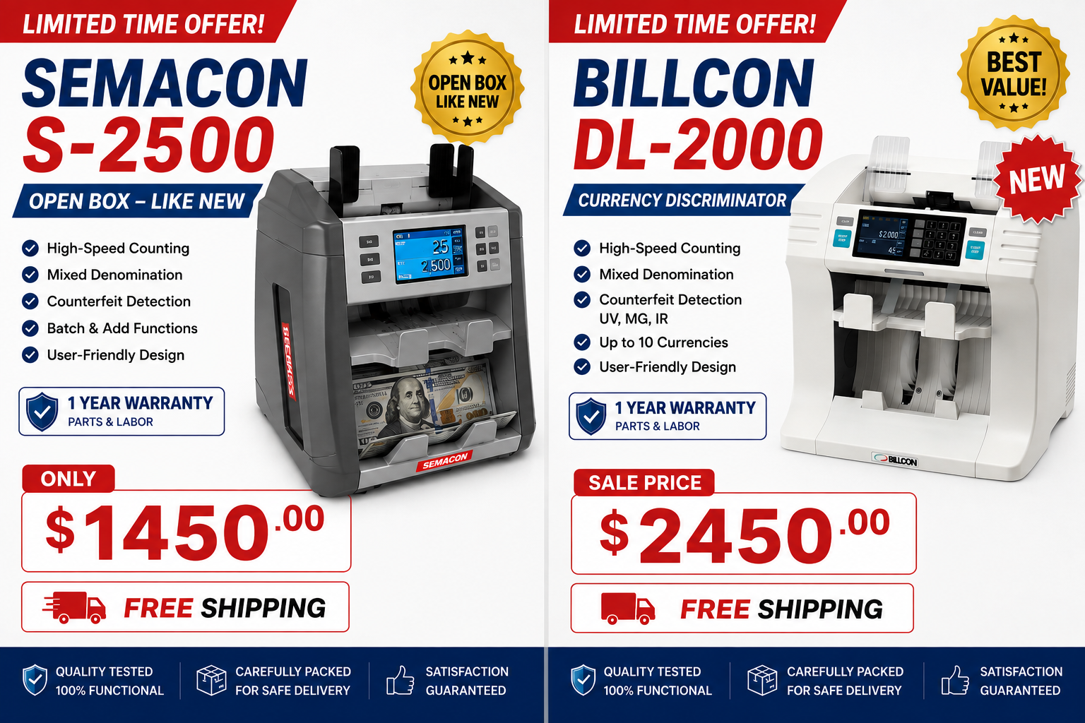 Billcon and Semacon Currency Discriminator Counter